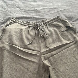 Zara Gray Wide Leg Pants with Elastic Waistband